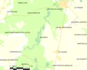 Poziția localității Beaubray