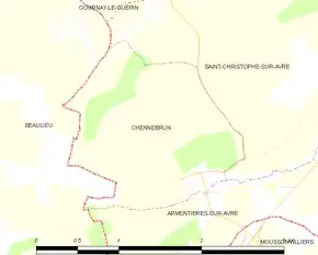 Poziția localității Chennebrun