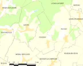 Poziția localității Coudray