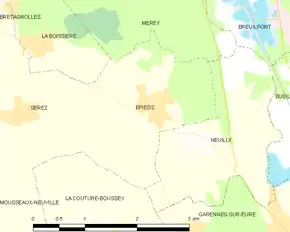 Poziția localității Épieds