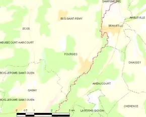 Poziția localității Fourges