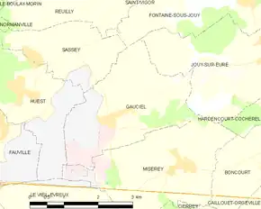 Poziția localității Gauciel
