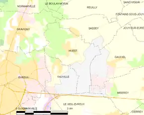 Poziția localității Huest