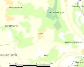 Poziția localității Louye