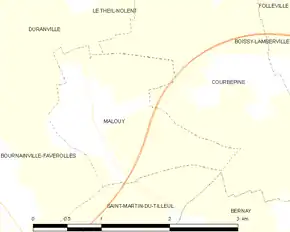 Poziția localității Malouy