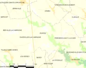 Poziția localității Portes
