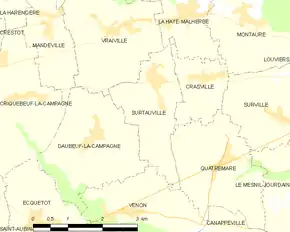 Poziția localității Surtauville