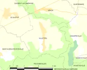 Poziția localității Villettes