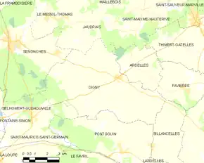 Poziția localității Digny