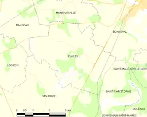 Poziția localității Flacey