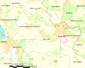 Poziția localității Hanches