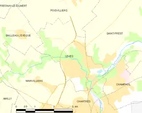 Poziția localității Lèves
