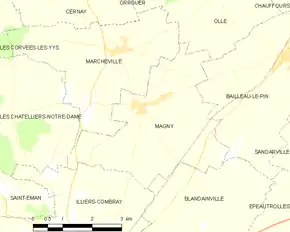 Poziția localității Magny