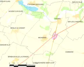 Poziția localității Mignières