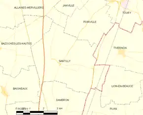 Poziția localității Santilly