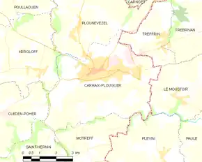 Poziția localității Carhaix-Plouguer