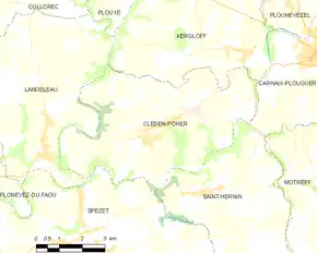 Poziția localității Cléden-Poher