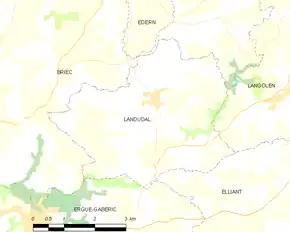 Poziția localității Landudal