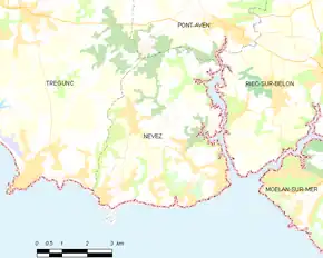 Poziția localității Névez