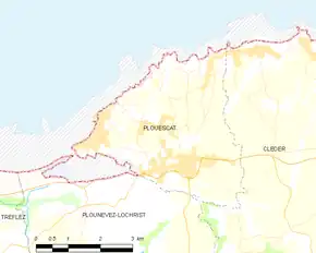 Poziția localității Plouescat