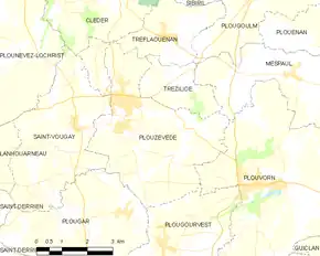 Poziția localității Plouzévédé