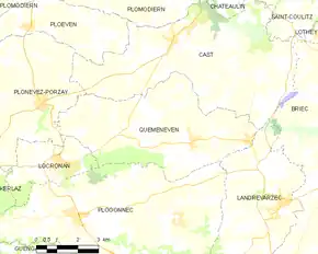 Poziția localității Quéménéven