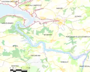 Poziția localității Rosnoën