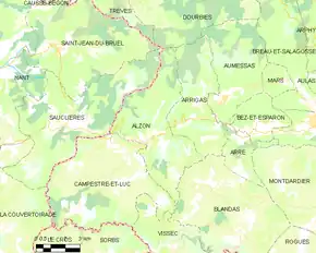 Poziția localității Alzon