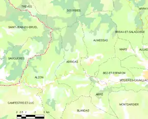 Poziția localității Arrigas