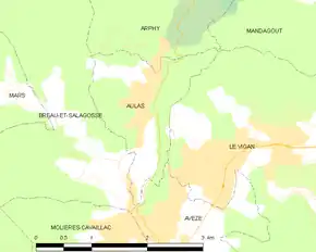 Poziția localității Aulas
