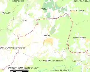 Poziția localității Barjac
