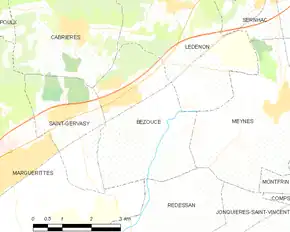 Poziția localității Bezouce