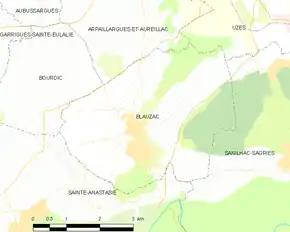 Poziția localității Blauzac