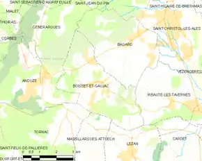 Poziția localității Boisset-et-Gaujac