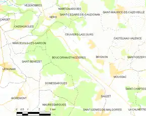 Poziția localității Boucoiran-et-Nozières