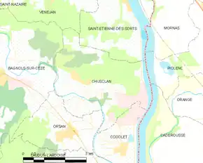 Poziția localității Chusclan