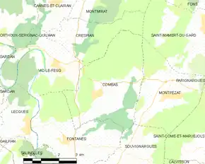 Poziția localității Combas