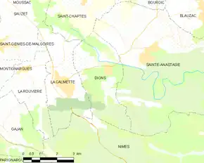 Poziția localității Dions