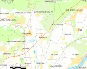 Poziția localității Fournès