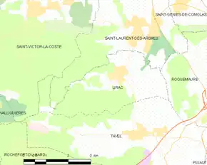 Poziția localității Lirac