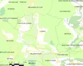 Poziția localității Lussan