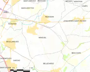 Poziția localității Manduel