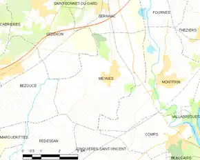 Poziția localității Meynes