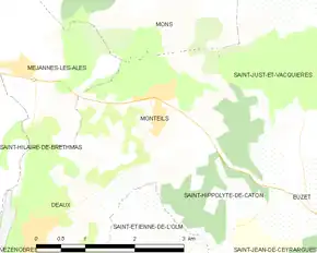 Poziția localității Monteils