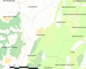 Poziția localității Moulézan