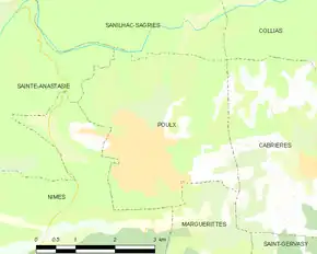 Poziția localității Poulx