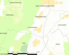 Poziția localității Saint-Bauzély