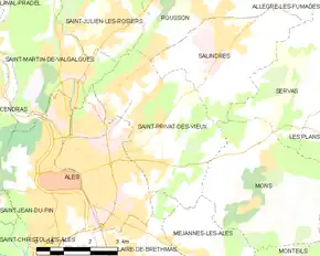 Poziția localității Saint-Privat-des-Vieux