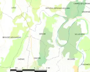 Poziția localității Sardan