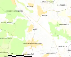 Poziția localității Sauzet